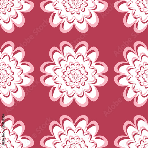 Fototapeta Naklejka Na Ścianę i Meble -  Floral red seamless background with beige pattern