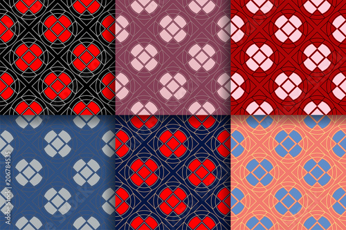 Abstract geometric seammles pattern. Colored collection backgrounds. photo