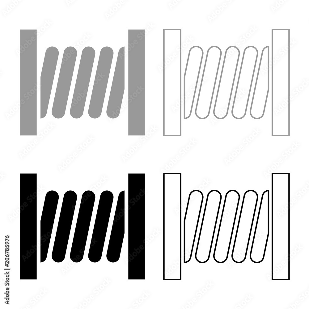 Coil with wire icon set grey black color Coil with wire icon set grey black color