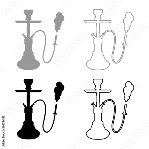 Hookah shisha icon set grey black color