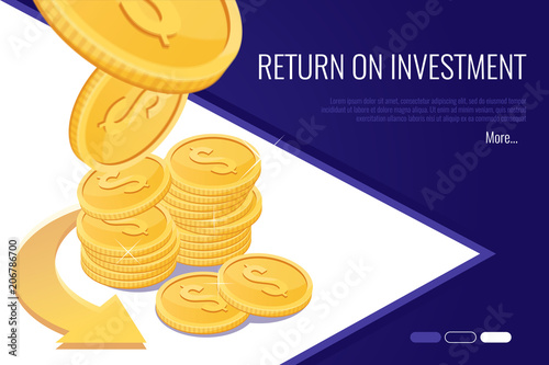 Concept of return on investment .Web header for financial business company.Flat style