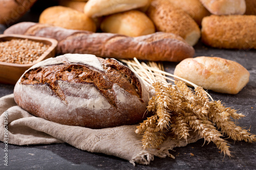 Fresh bread with wheat ears