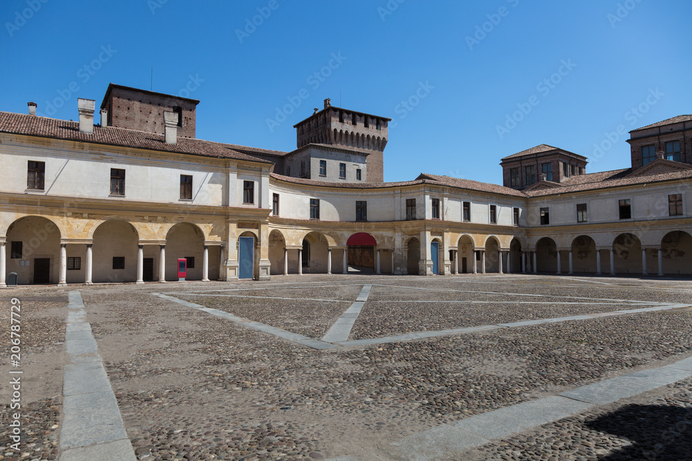 Mantua -Lombardy, Italy- Piazza Castello architecture view: Internal Colonnade