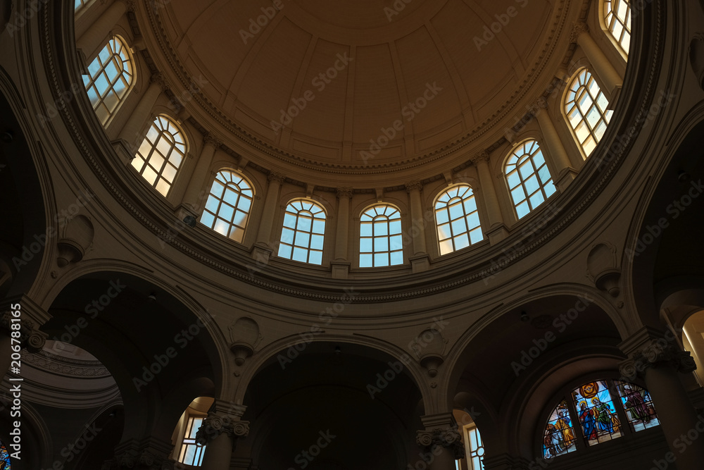the dome of the Church of Saint John the Baptist, Xewkija, Gozo island, Malta - dark tones
