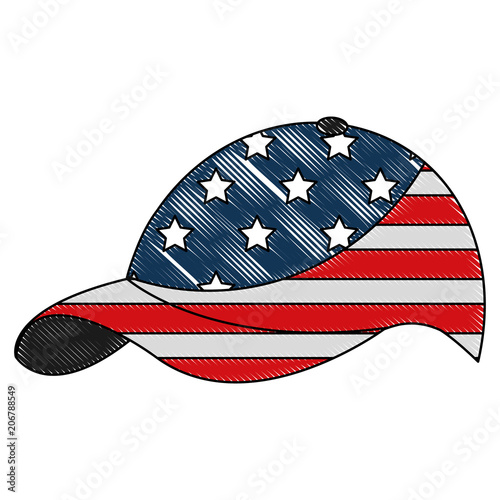 flag american on sport cap patriotism vector illustration