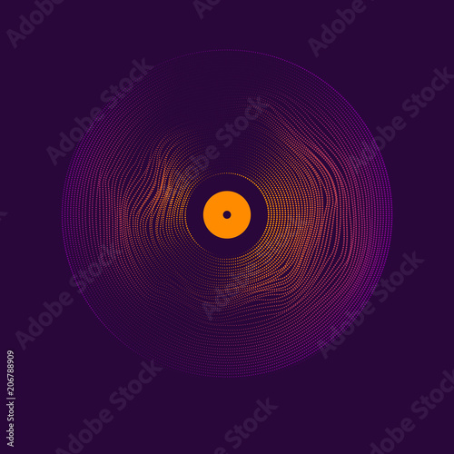 Poster of the Vinyl record. Vector illustration on dark background