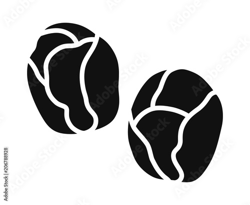 Two Brussels sprouts vegetable buds flat vector icon for food apps and websites