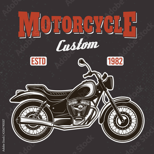 Motorcycle on dark background vector t-shirt print