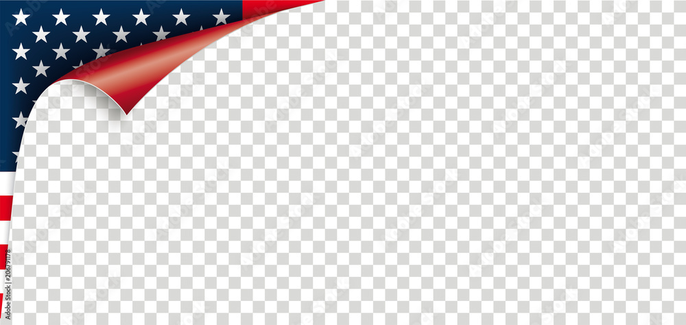 Scrolled Corner USA Flag Paper Cover Transparent Scrolled Corner USA Flag Paper Cover Transparent