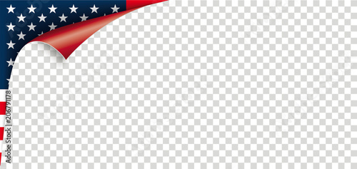 Scrolled Corner USA Flag Paper Cover Transparent