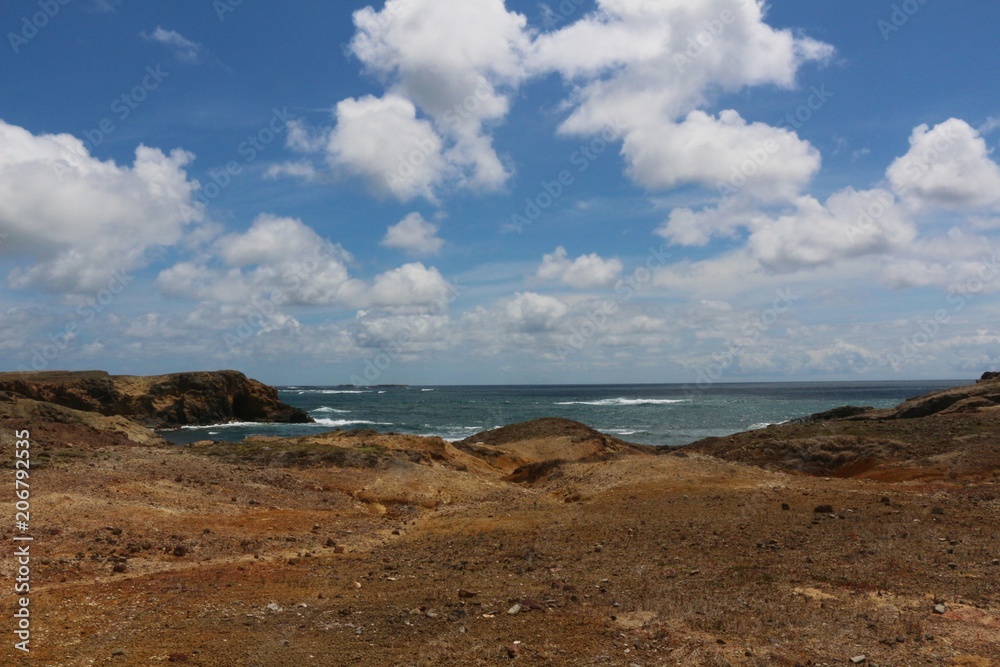 The coastal landscape of the petrified savannah in the South of the Caribbean island Martinique The coastal landscape of the petrified savannah in the South of the Caribbean island Martinique