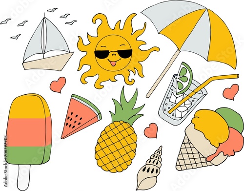 Vacation at sea. Vector illustration