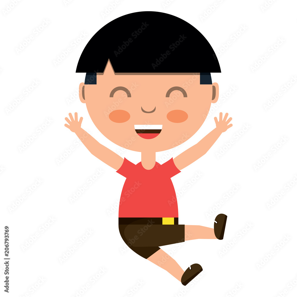 cartoon boy jumping over white background, colorful design. vector illustration cartoon boy jumping over white background, colorful design. vector illustration