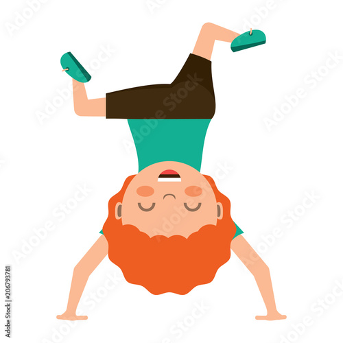 cartoon boy upside down over white background, colorful design. vector illustration