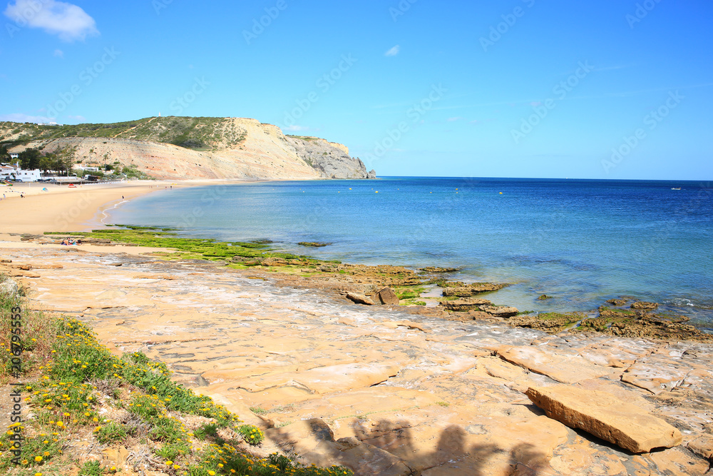 Scenic bay in Praia da Luz, Algarve, Portugal