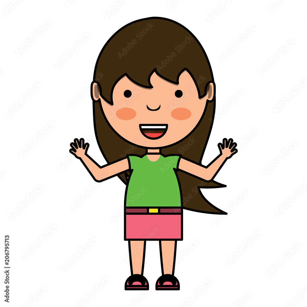 cute girl standing over white background, colorful design. vector illustration cute girl standing over white background, colorful design. vector illustration