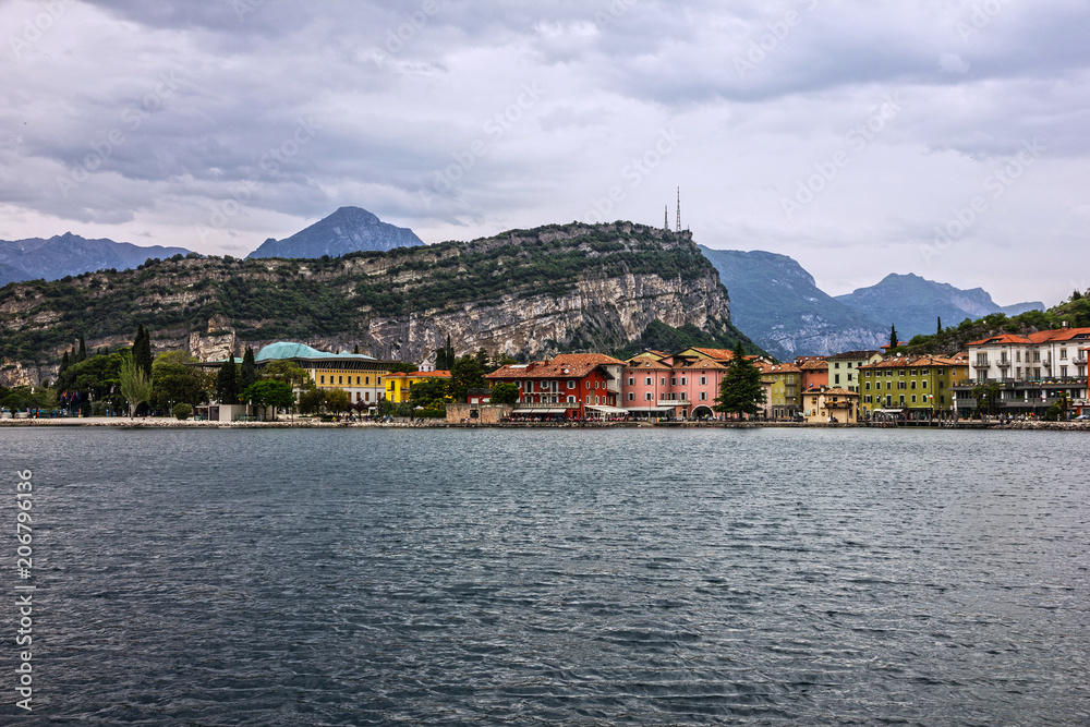 Lake landscape, Lago Maggiore, Italy, town view