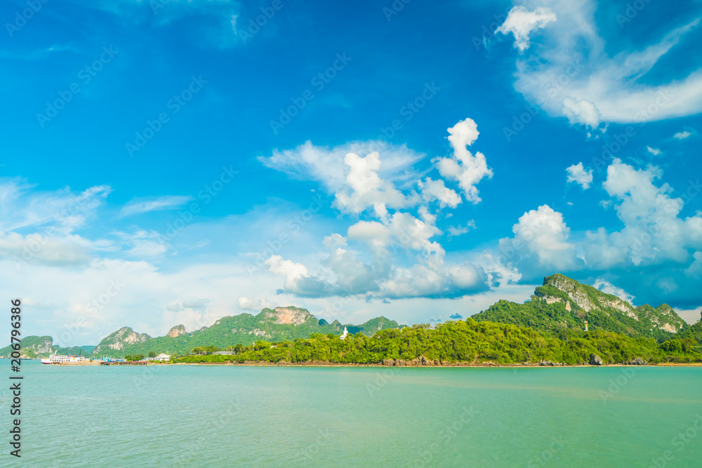 Beautiful white cloud on blue sky and sea or ocean Beautiful white cloud on blue sky and sea or ocean