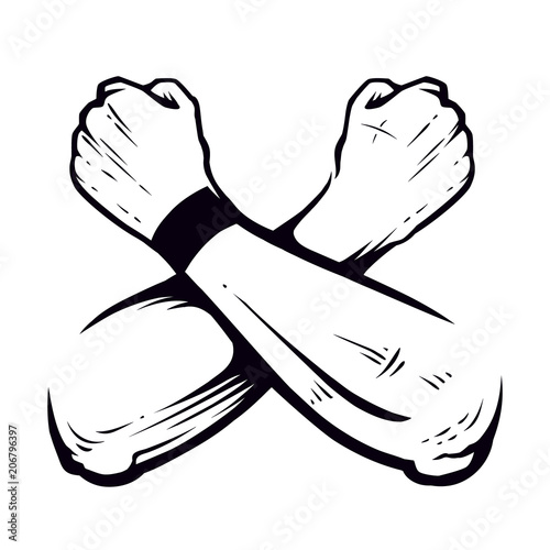 Crossed Hands Clenched Fists Vector