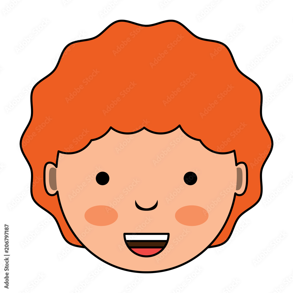 cartoon happy girl face over white background, colorful design. vector illustration