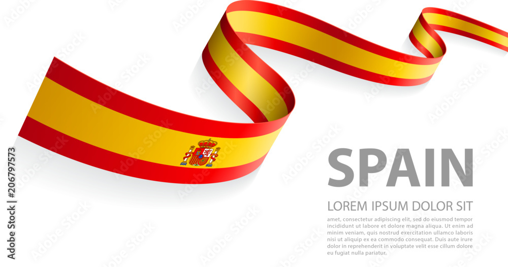 Vector Banner with Spain Flag colors - obrazy, fototapety, plakaty 