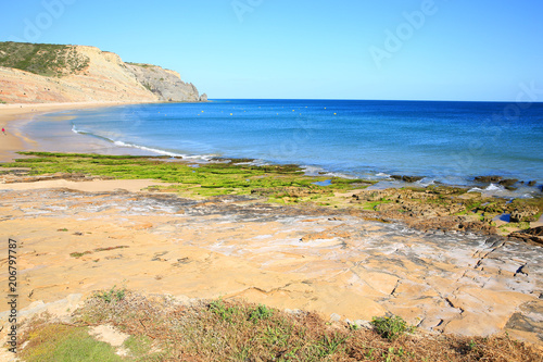 Scenic bay in Praia da Luz in Algarve  Portugal