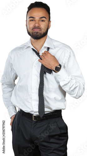 Tired young black businessman isolated on white background