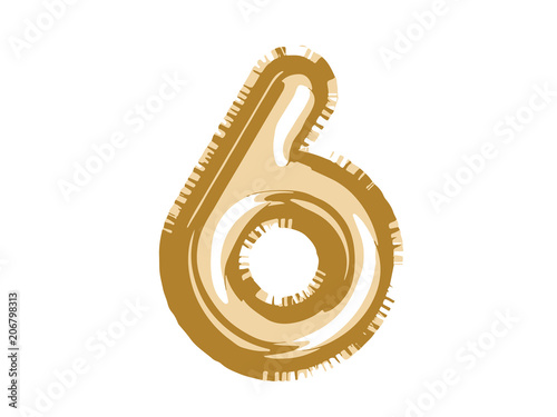 Gold number six air balloon for baby shower celebrate decoration party