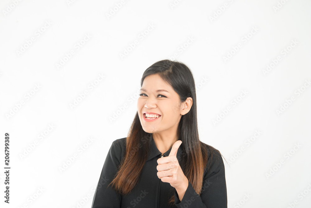 Many actions and feeling of business woman while on working time Many actions and feeling of business woman while on working time