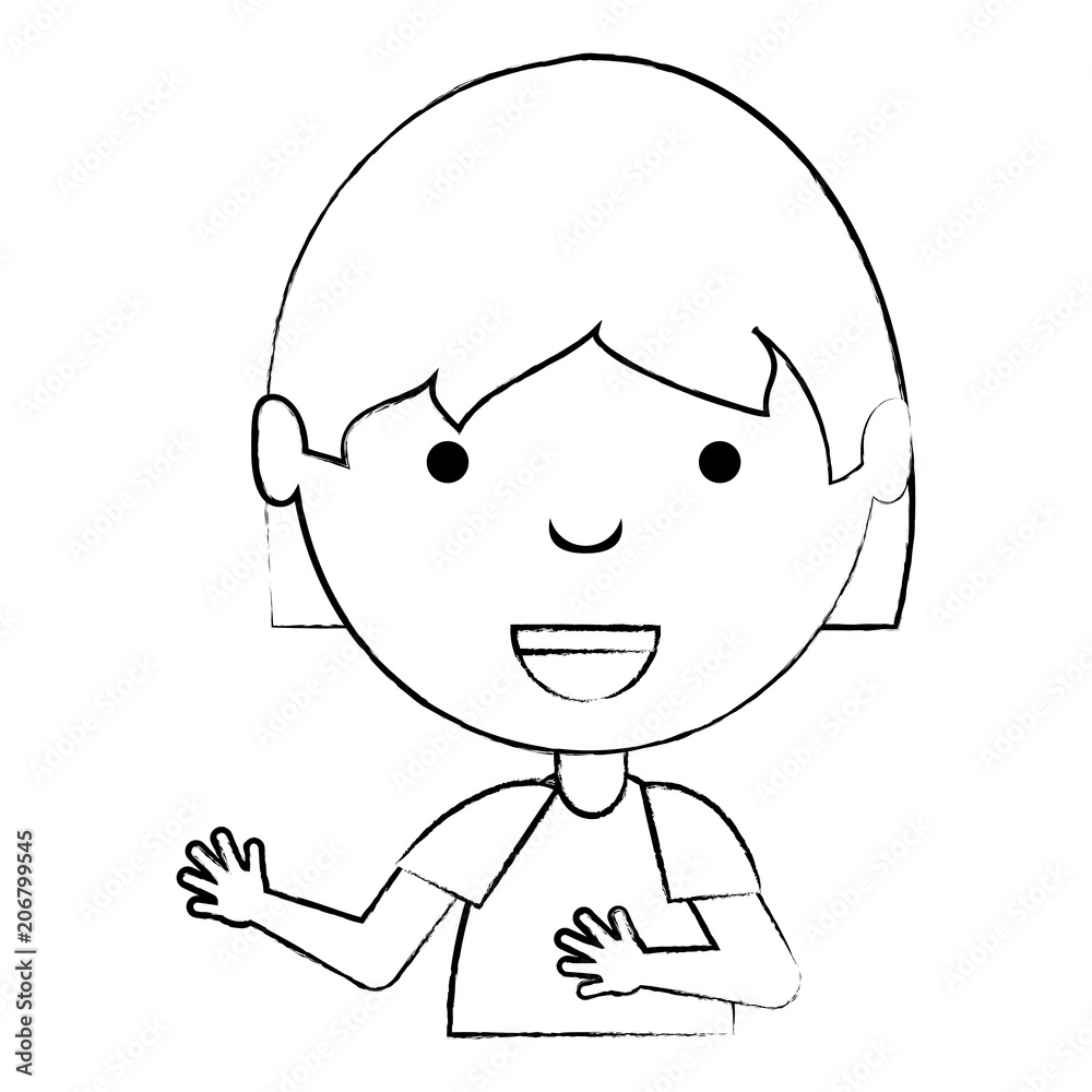 sketch of cartoon girl smiling over white background, vector illustration sketch of cartoon girl smiling over white background, vector illustration