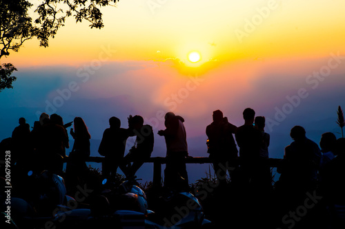 People on top of mountain