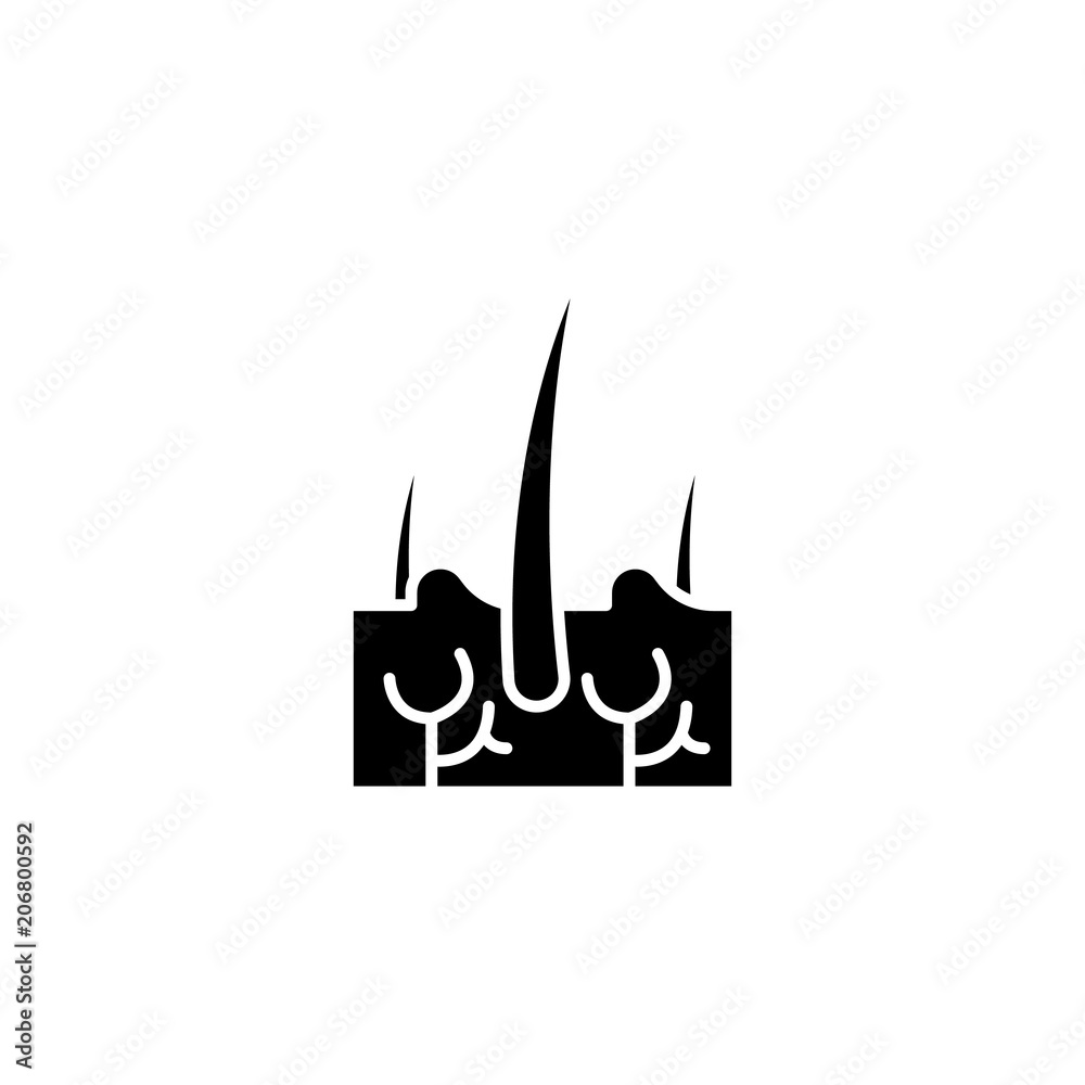 Dermis hair black icon concept. Dermis hair flat vector symbol, sign, illustration. Dermis hair black icon concept. Dermis hair flat vector symbol, sign, illustration.