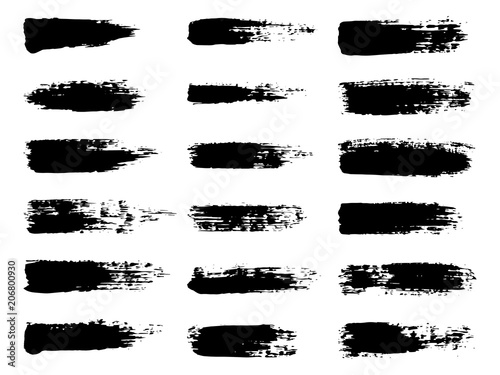 Painted grunge stripes set. Black labels, background, paint text