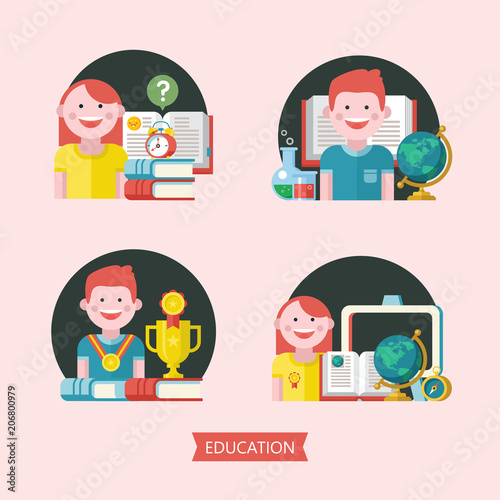 Education, school. Vector emblem, logo.