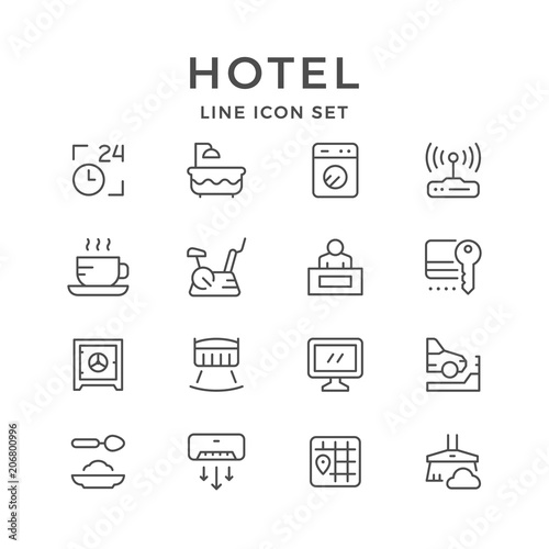 Set line icons of hotel