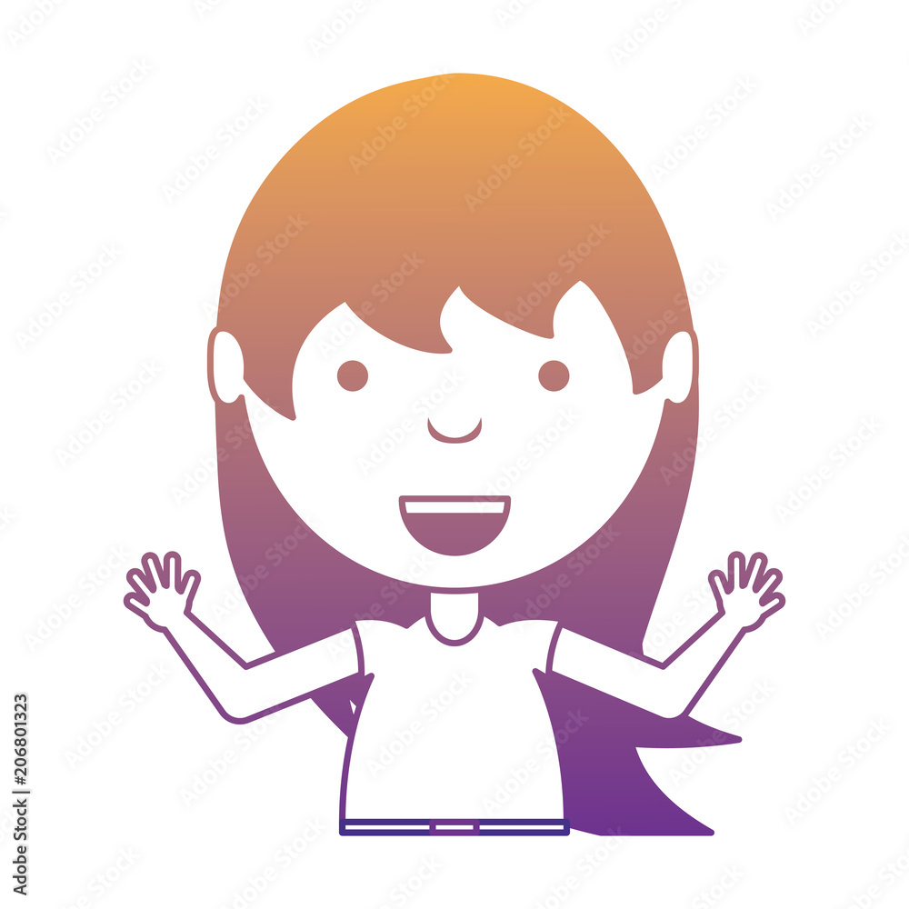 cartoon girl smiling over white background, colorful design. vector illustration