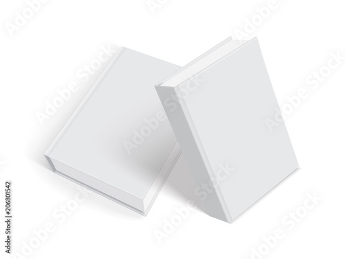 white books with thick cover isolated on white background mock up 