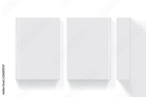 white book with thick cover isolated on white background mock up