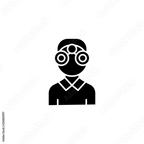 Eyesight check-up black icon concept. Eyesight check-up flat  vector symbol, sign, illustration.