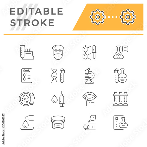 Set line icons of medical analysis