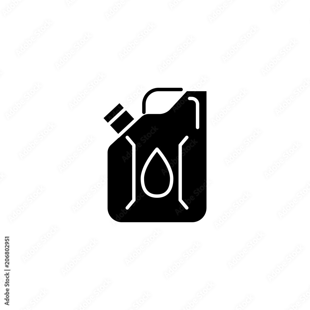 Fuel can black icon concept. Fuel can flat vector symbol, sign, illustration. Fuel can black icon concept. Fuel can flat vector symbol, sign, illustration.