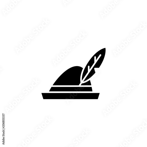 German hat black icon concept. German hat flat  vector symbol, sign, illustration.