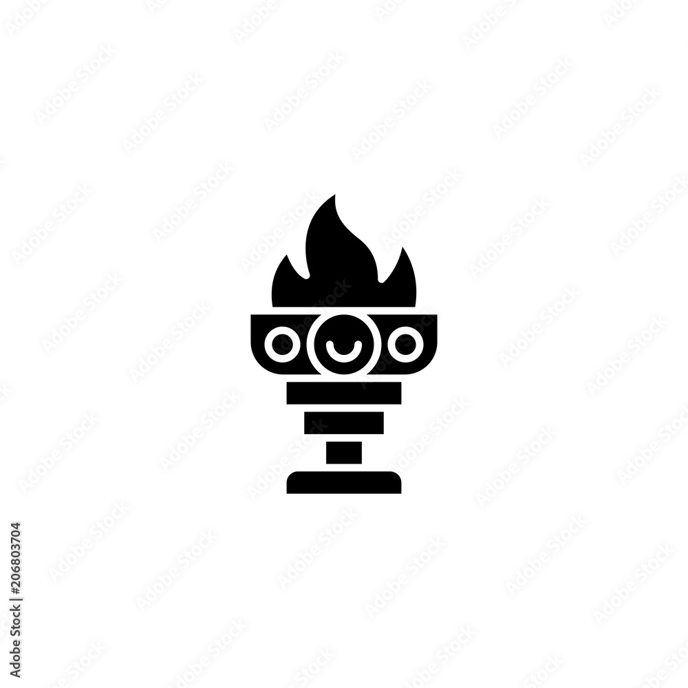 Goblet of fire black icon concept. Goblet of fire flat vector symbol, sign, illustration. Goblet of fire black icon concept. Goblet of fire flat vector symbol, sign, illustration.