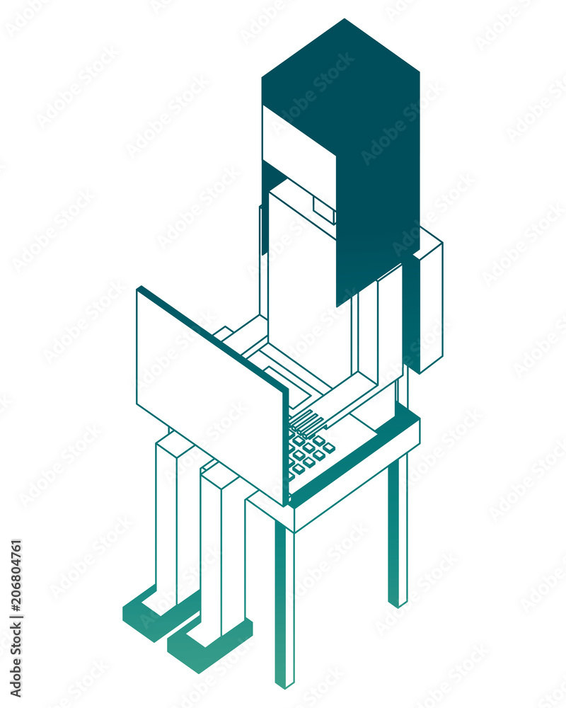 young woman using laptop sitting on chair vector illustration young woman using laptop sitting on chair vector illustration