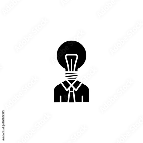 Idea man black icon concept. Idea man flat  vector symbol, sign, illustration.