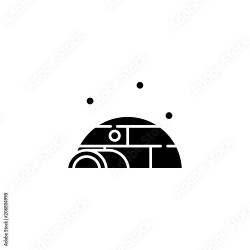 Igloo black icon concept. Igloo flat  vector symbol, sign, illustration.