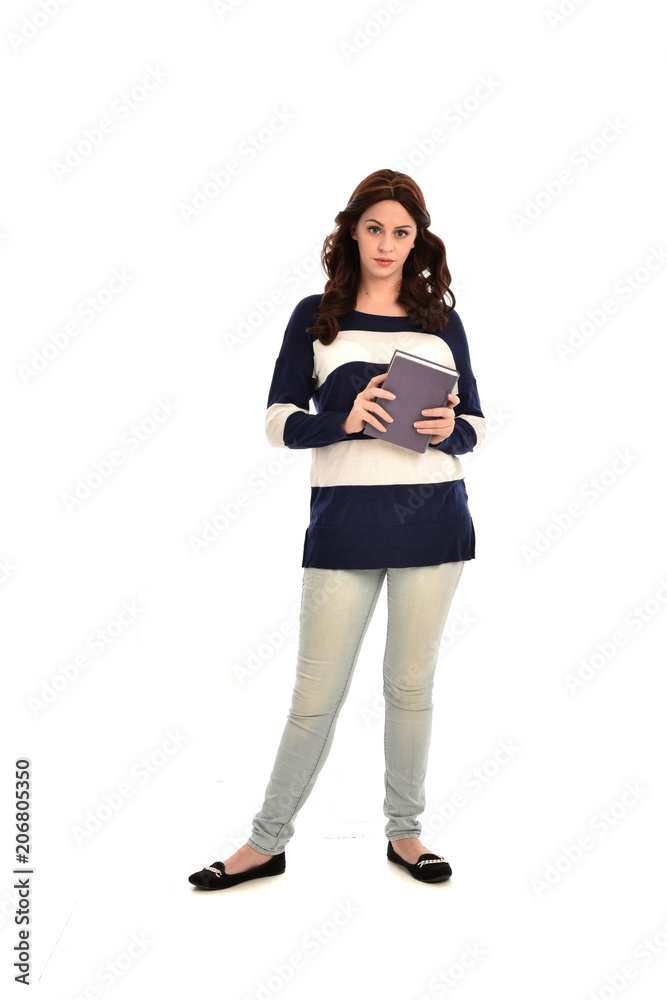 Premium Vector | Young man holding book or file with index finger point in  standing pose.