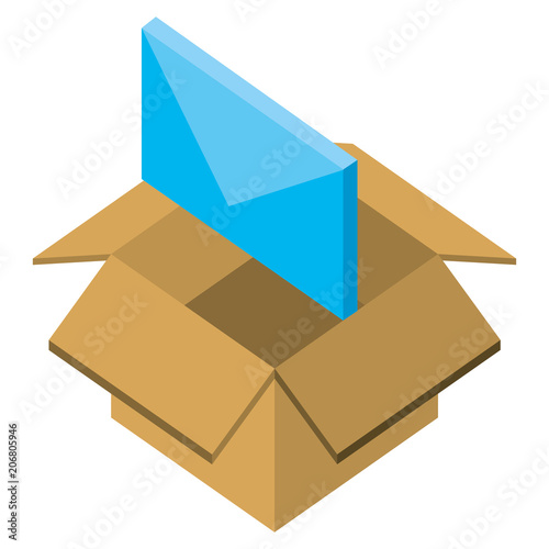 email message in box storage isometric vector illustration