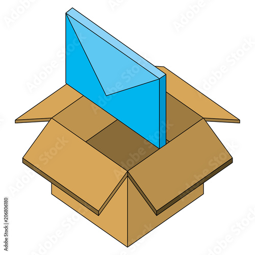 email message in box storage isometric vector illustration