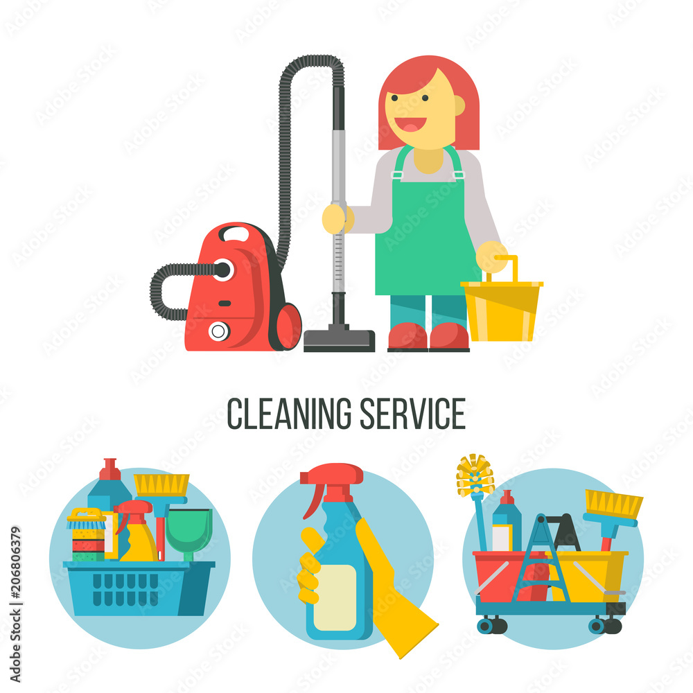 Cleaning service. Set of vector emblems. Cleaning service. Set of vector emblems.
